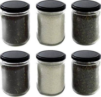 SKWAION Glass Grocery Container  - 500(Pack of 6, Black)