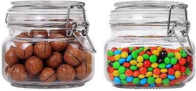 kridha Glass Grocery Container  - 500 ml(Transparent)
