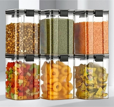ADMONITION Plastic Grocery Container  - 1200 ml(Pack of 6, Black)