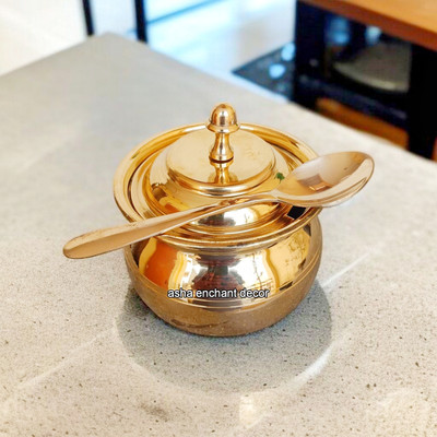 Asha Enchant Decor Brass Utility Container  - 400 ml(Gold)