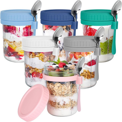 Addtobuy Glass Cereal Dispenser  - 350 ml(Pack of 6, Multicolor)