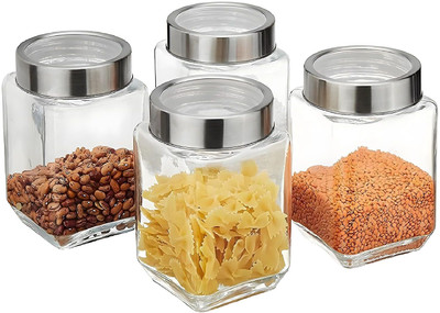 STABILIX Glass Grocery Container  - 800 ml(Pack of 4, Clear)