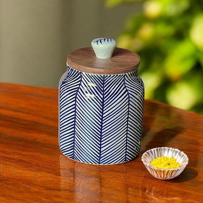BACKKSPACE RETAIL Ceramic Tea Coffee & Sugar Container  - 480 ml(Blue)