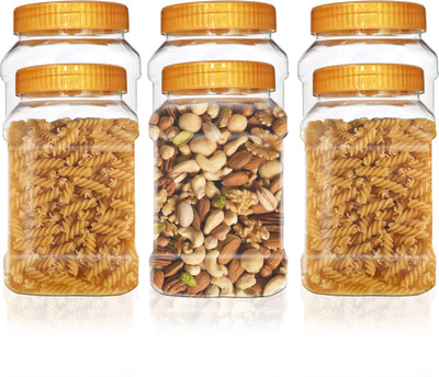 Pure Source India Plastic Utility Container  - 1000 ml(Pack of 6, Gold)