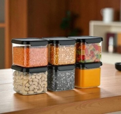ALKAR Plastic Fridge Container  - 500 ml(Pack of 6, Black)