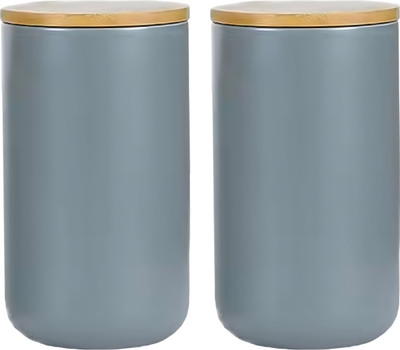 The Better Home Ceramic Utility Container  - 1000 ml(Pack of 2, Grey)
