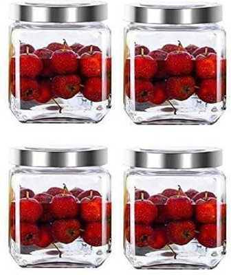 Urva Fashion Glass Grocery Container  - 600(Pack of 4, Multicolor)