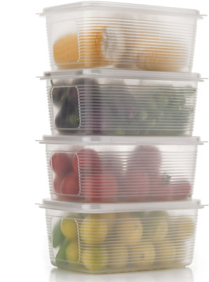 NEXTVIEW Plastic Fridge Container  - 1800 ml(Pack of 4, White)
