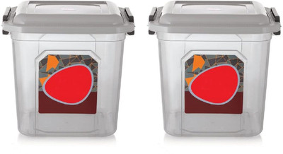 GALOOF Polypropylene Grocery Container  - 18000 ml(Pack of 2, Grey)