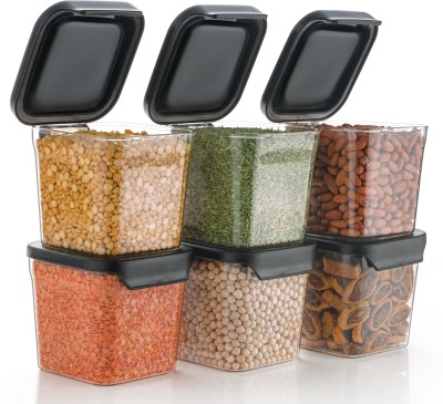 Alexa Plastic Grocery Container  - 700 ml(Pack of 6, Black)