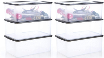 UNDERZZONE Plastic Grocery Container  - 2000 ml(Pack of 6, Clear)