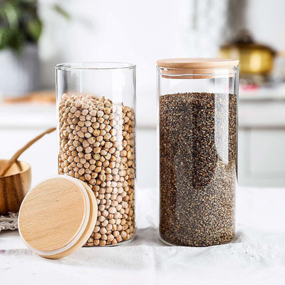 NAVPATH Glass Cookie Jar  - 1400 ml(Pack of 2, Brown)