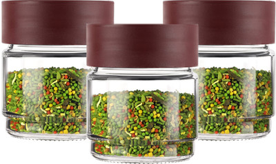 AK HUB Glass Grocery Container  - 500 ml(Pack of 3, Maroon)