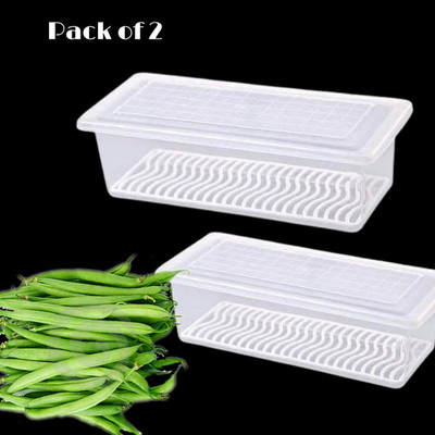 KHISKOLI BRAND Plastic Fridge Container  - 1500 ml(Pack of 2, Clear)