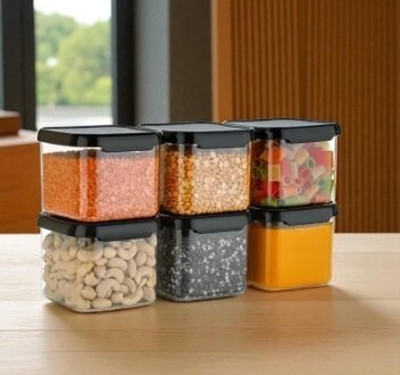 ALKAR Plastic Fridge Container  - 500 ml(Pack of 6, Black)