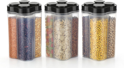Ecodex Plastic Grocery Container  - 2000 ml(Pack of 3, Black)