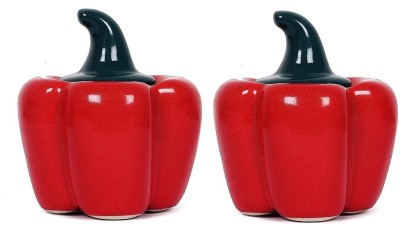 Luminescence Enterprises Ceramic Pickle Jar  - 500 ml(Pack of 2, Red)