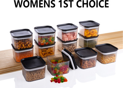 MAZAK Plastic Grocery Container  - 500 ml(Pack of 12, Black)
