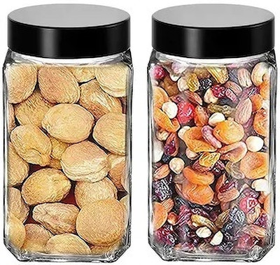 Tanlesa Glass Grocery Container  - 1000 ml(Pack of 2, Clear)
