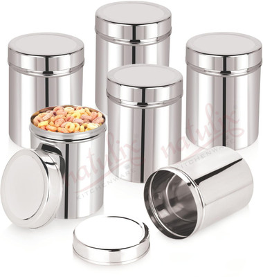 NATULIX Stainless Steel Utility Container  - 1 kg(Pack of 6, Silver)
