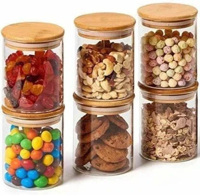 escora Glass Grocery Container  - 220 ml(Pack of 6, Clear)