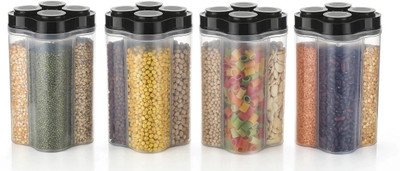busaji enterprise Plastic Grocery Container  - 2400 ml(Pack of 4, Black)