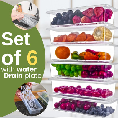 RI ENTERPRISE Plastic Fridge Container  - 1.5 L(Pack of 6, Transparent)
