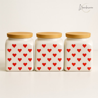 Merakiware Ceramic Pickle Jar  - 500 ml(Pack of 3, White)