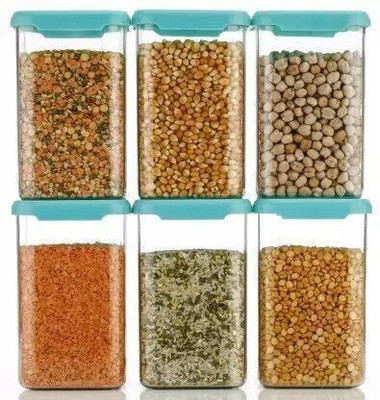 HELOVIA Plastic Grocery Container  - 1100 ml(Pack of 6, Green)