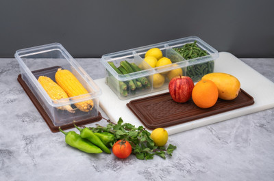 SKYHEART Plastic Fridge Container  - 2000 ml(Pack of 2, Maroon)