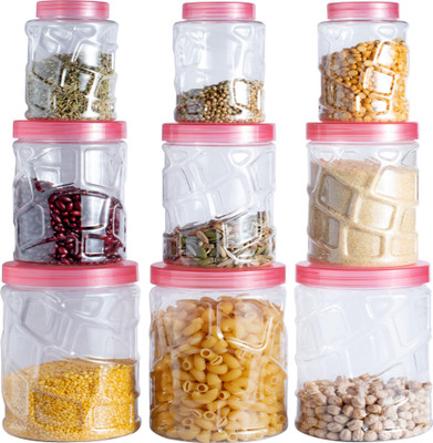 Flipkart SmartBuy Plastic Grocery Container  - 2295 ml(Pack of 9, Clear)
