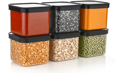 forsel Plastic Grocery Container  - 500 ml(Pack of 8, Black)