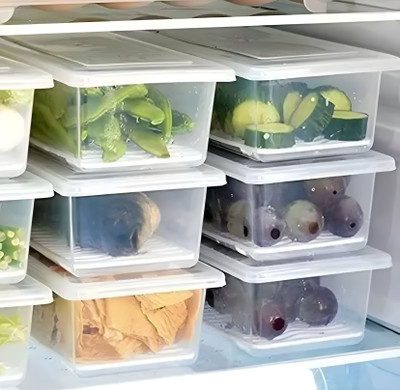 Premiumart Plastic Fridge Container  - 1500 ml(Pack of 6, Clear)