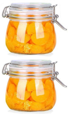NAVPATH Glass Cookie Jar  - 500 ml(Pack of 2, Clear)