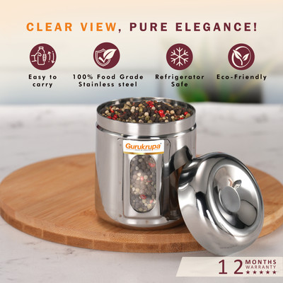 Gurukrupa Stainless Steel Grocery Container  - 950 ml, 1300 ml, 1750 ml(Pack of 3, Silver)