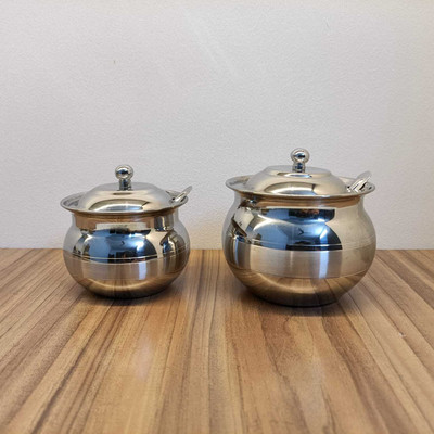 NorthImpex Stainless Steel Utility Container  - 275 ml, 375 ml(Pack of 2, Silver)