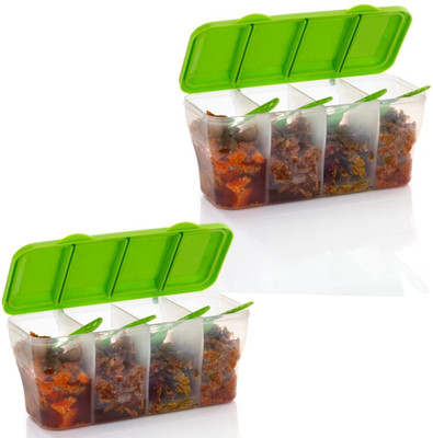 PLANCK Plastic Pickle Jar  - 1800 ml(Pack of 2, Green)