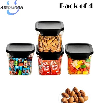 AIROMOON Plastic Grocery Container  - 600 ml(Pack of 4, Black)