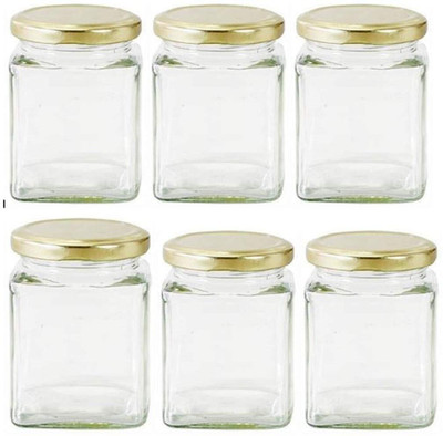NITYANAVIN Glass Grocery Container  - 450 ml(Pack of 6, Clear)