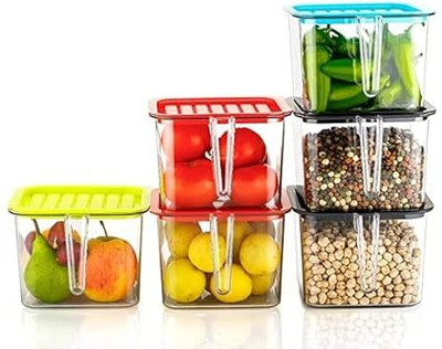 Prachi Enterprise Plastic Utility Container  - 1000 ml(Pack of 6, Multicolor)
