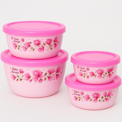 Arin Collection Plastic Grocery Container  - 3000 ml(Pack of 4, Pink)