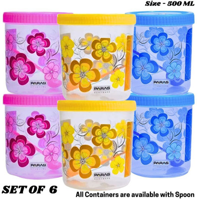 AKA Plastic Grocery Container  - 500 ml(Pack of 6, Multicolor)