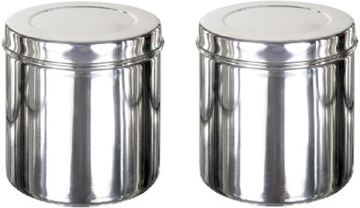 Milimercury Steel Grocery Container  - 1150 ml(Pack of 2, Silver)