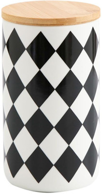 KUBER INDUSTRIES Ceramic Utility Container  - 1000 ml(Black, White)