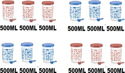 MILTON Plastic Tea Coffee & Sugar Container  - 500 ml(Pack of 12, Pink, Blue)