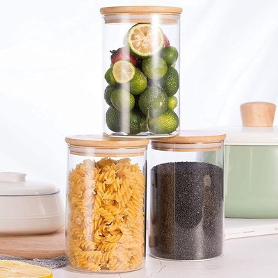 vulrian Glass Grocery Container  - 270 ml(Pack of 3, Clear)