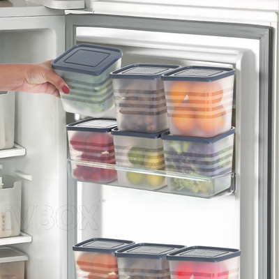 iVBOX Plastic Fridge Container  - 1000 ml(Pack of 6, Grey)