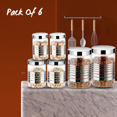 EssaBella Plastic Utility Container  - 150 ml(Pack of 6, Clear, Silver)