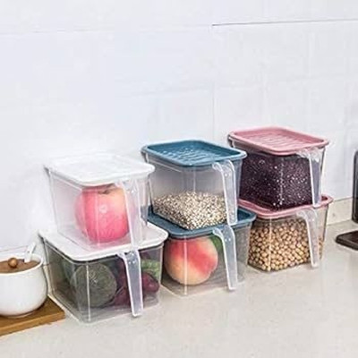 Chaitukitchen Plastic Fridge Container  - 1000 ml(Pack of 6, Multicolor)