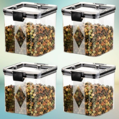 ADMONITION Plastic Bread Container  - 700 ml(Pack of 4, Black, White)